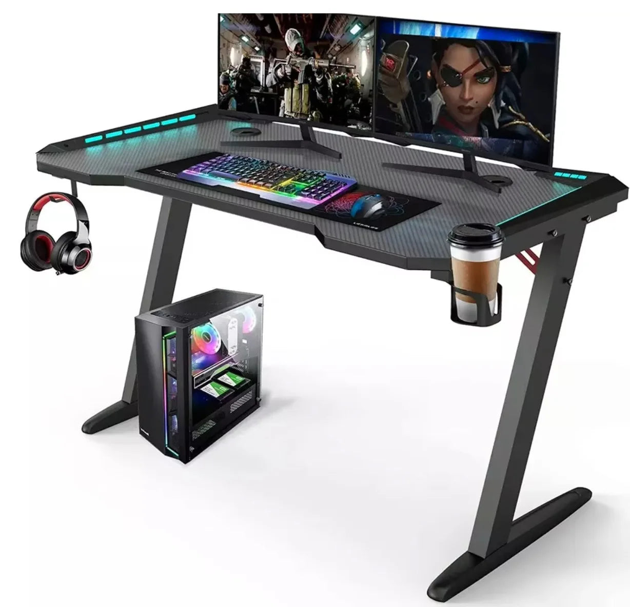 Game Competition E-sports Table Floor-standing Z-shaped Computer Table Desktop Compute Modern Gaming Table