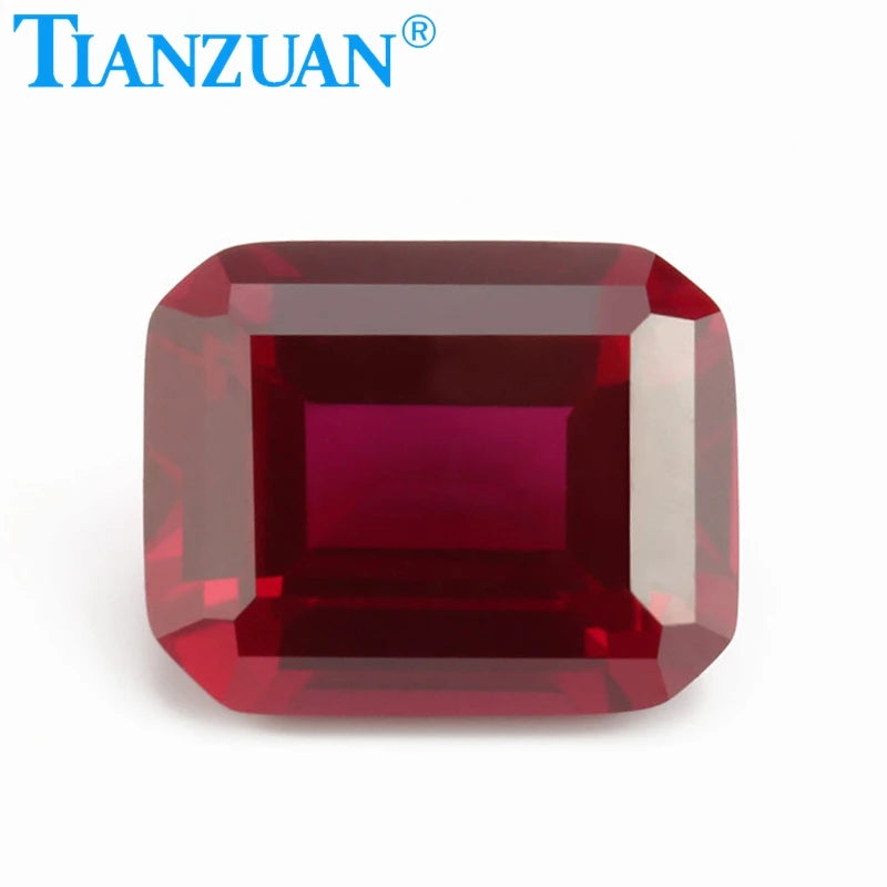 8# Dark Red Color Ruby Rectangle Shape Emerald Cut Artificial Sapphire Corundum Gem Stone for Jewelry Making