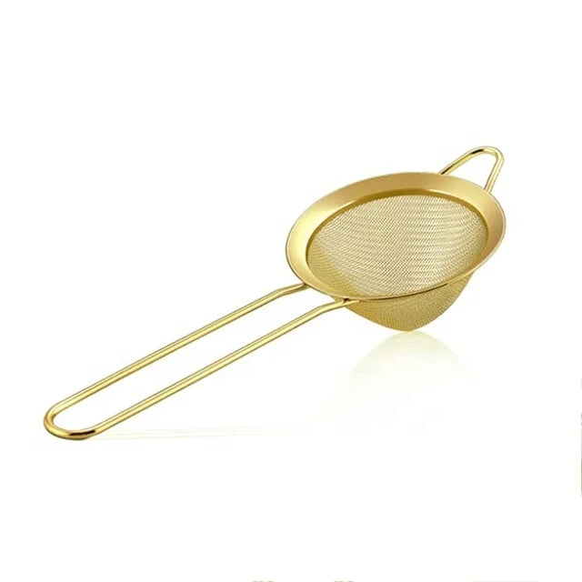 Factory Price 304 Stainless Steel Conical Fine Mesh Strainer Tea and Cocktail Strainer Golden Tea and Bar Strainer
