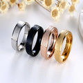 Simple Design Plain Frosted Smooth Rings Polish Black Silver Gold Stainless Steel Jewelry