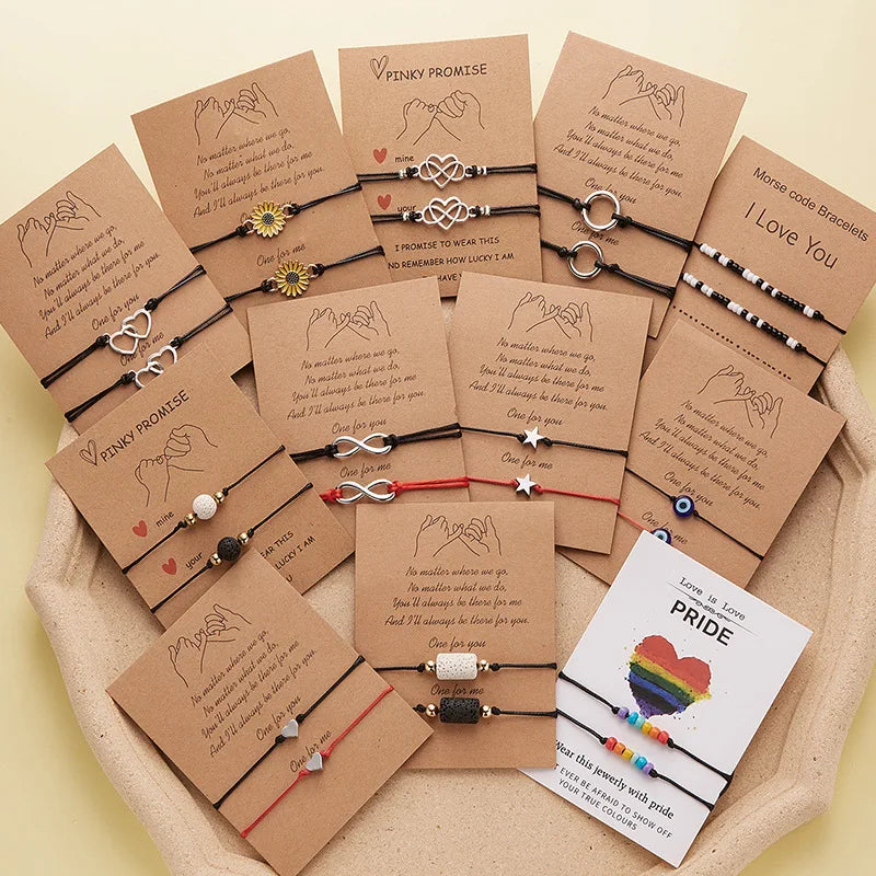 Friendship Card Two-piece Lucky Rope Handmade Card Friendship Bracelet Friendship Bracelet for Girl and Boy