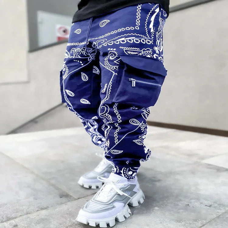 2021 Printed Men Multi-pocket Harem Hip Pop Pants Trousers Streetwear Sweatpants Hombre Male Casual Fashion Cargo Pants Men