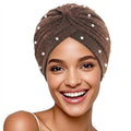 Fashion New Glister Twist Elastic Hair Cap Ethnic African Muslim Women Chemo Cap Beaded Twist Turban for Girl