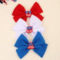 CN 3Pcs Liverpool Bullet Fabric Hair Bow American Flag Hair Pins for Girls Fourth of July Hair Bows Accessories