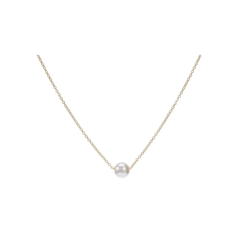 Classic Women Jewelry Sterling Silver Single 8-9mm Real White Near Round Pearls Choker Necklace