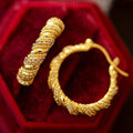 Waterproof Stainless Steel Gold Plate Twist Hoop Huggie Hoop Zircon Diamond Beads Paving Earring 2.5cm Accessory
