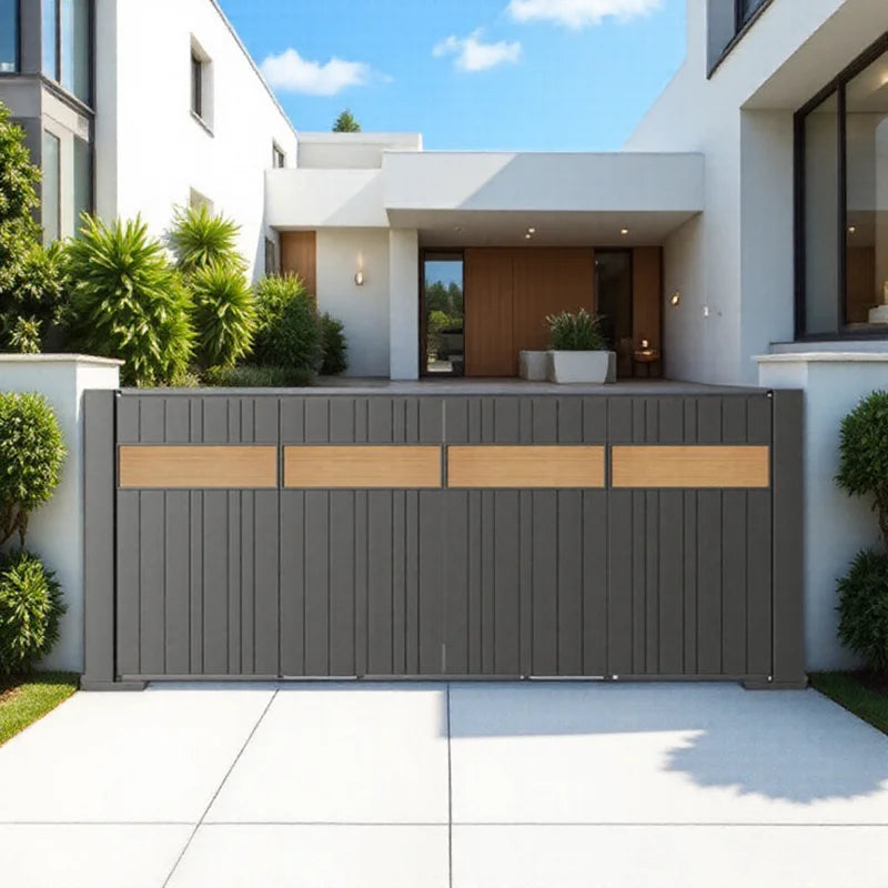 Factory Most Popular Manual Aluminum Gate Modern Design Style Waterproof Finished Surface Push and Pull Opening for Villas
