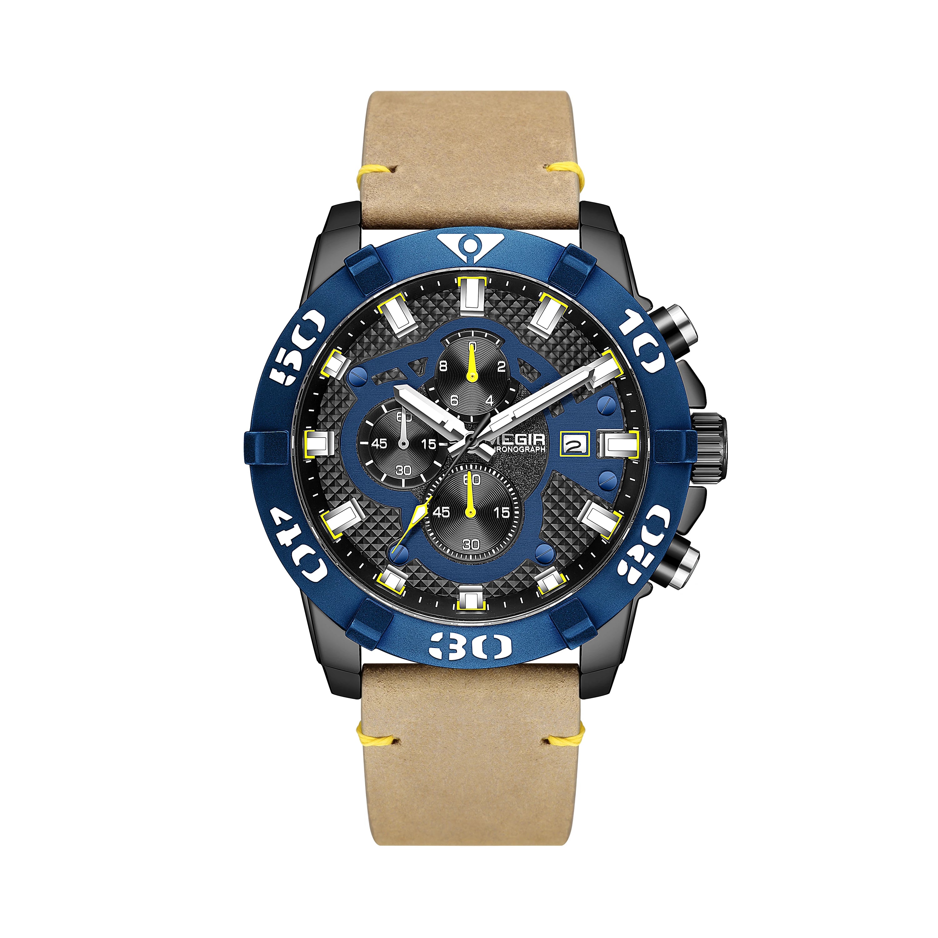 Top Brand MEGIR 2136 Luxury Leather Men's Watches Chronograph Clock Fashion Male Quartz Watches Reloj Hombre