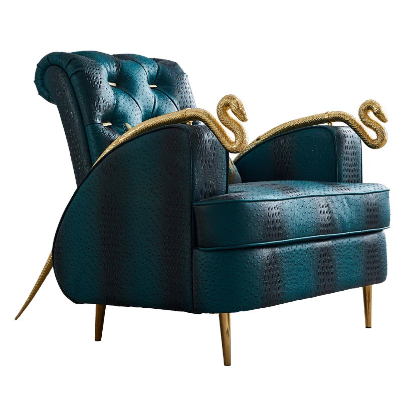 Foshan Factory Special Design Small Living Room Gold Metal Leg Relaxing Sofa Chair