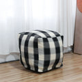 Custom Printed Lazy Sofa Chair Black and White Checkered Soft Comfort Living Room Bedroom Makeup Stool Sofa Square Stool