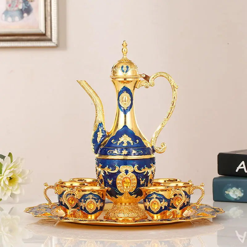 QIAN HU Cast Iron Vintage Eco-Friendly Arabic Coffee Cups Turkish Tea Sets Promotional Use Ramadan Party Home Decoration Wedding