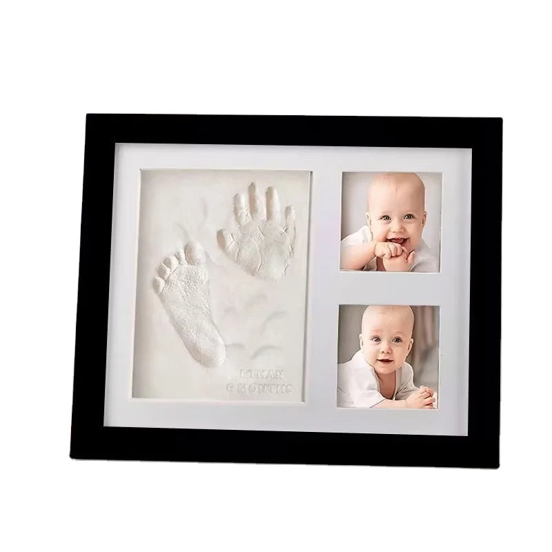 3D Shadow Box Wood Keepsake Photo Frame Baby Footprint Kit for Newborn
