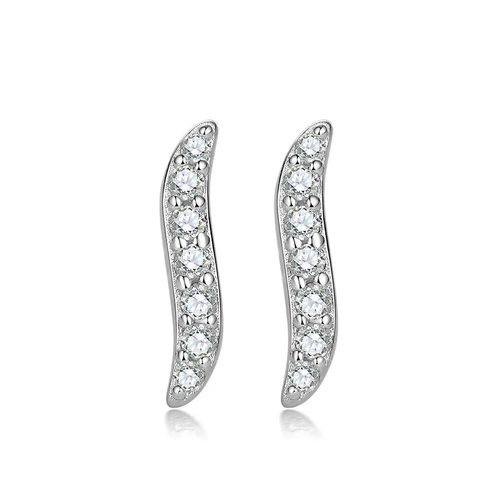 Somen 925 Sterling Silver S-shaped Letter Earrings Cubic Zirconia Simple Women Fashion Jewelry Stud Earrings