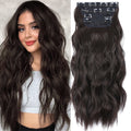 AliLeader Natural Synthetic Long Wavy Hair Extension Heat Resistance Hairpieces Clips in Hair Extensions with 11 Clips for Women