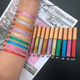 High Pigment Shinny Liquid Glitter Eyeliner Private Label Waterproof Eyeliner Vegan Shimmer Custom Liquid Eyeliner