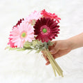 Top Quality Pu Artificial Flowers Daisy Flocked Leaves Real Touch Gerbera Bouquet