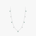 Trendy Link Chain for Women Anniversary Jewelry Gift Solid 925 Sterling Silver Green CZ Round Small Charm Necklace
