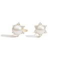925 Sterling Silver Freshwater Pearl CZ Stud Earrings for Women Hypoallergenic Round Jewelry Gift Wholesale