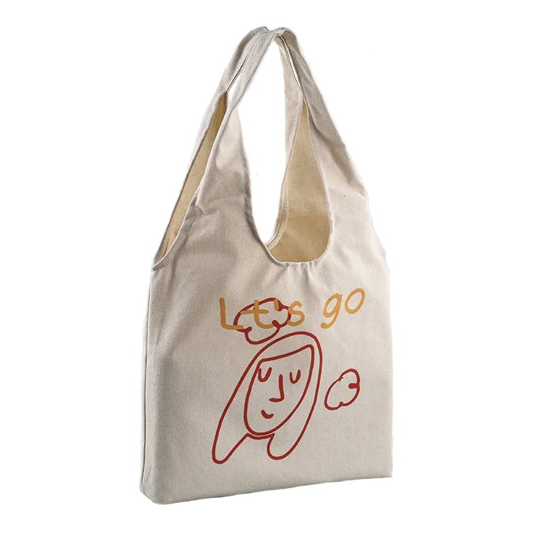 Ins Korea Simple Style Canvas Bag Summer Niche Market Single Shoulder Bag Student Large Capacity Hand Held Sail Bag