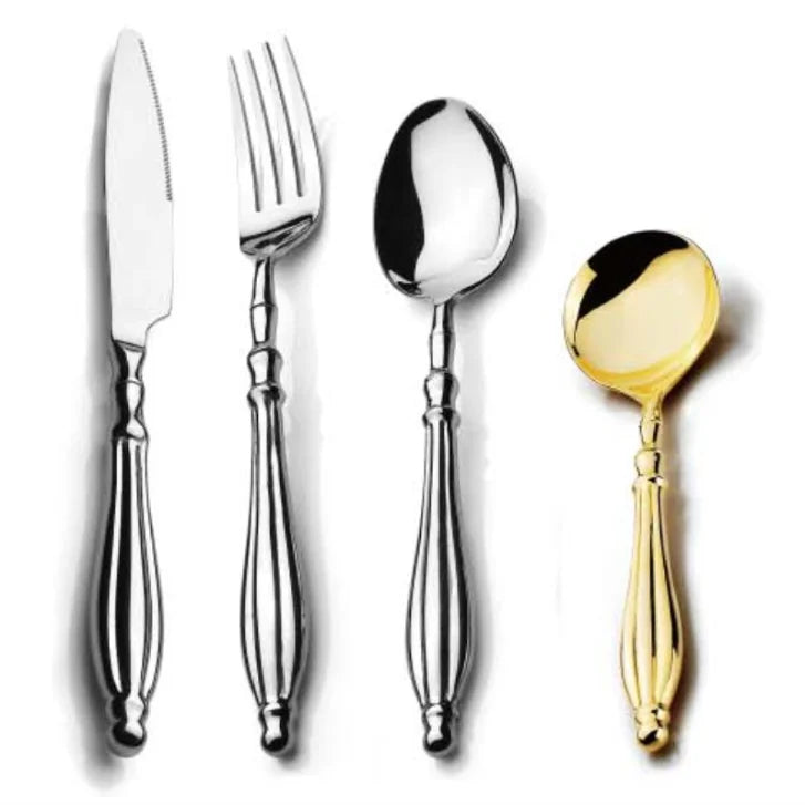 Hotel High End Restaurant Used Special Design Flatware 18/10 Unique Hollow Cutlery Set 304 Gift Set