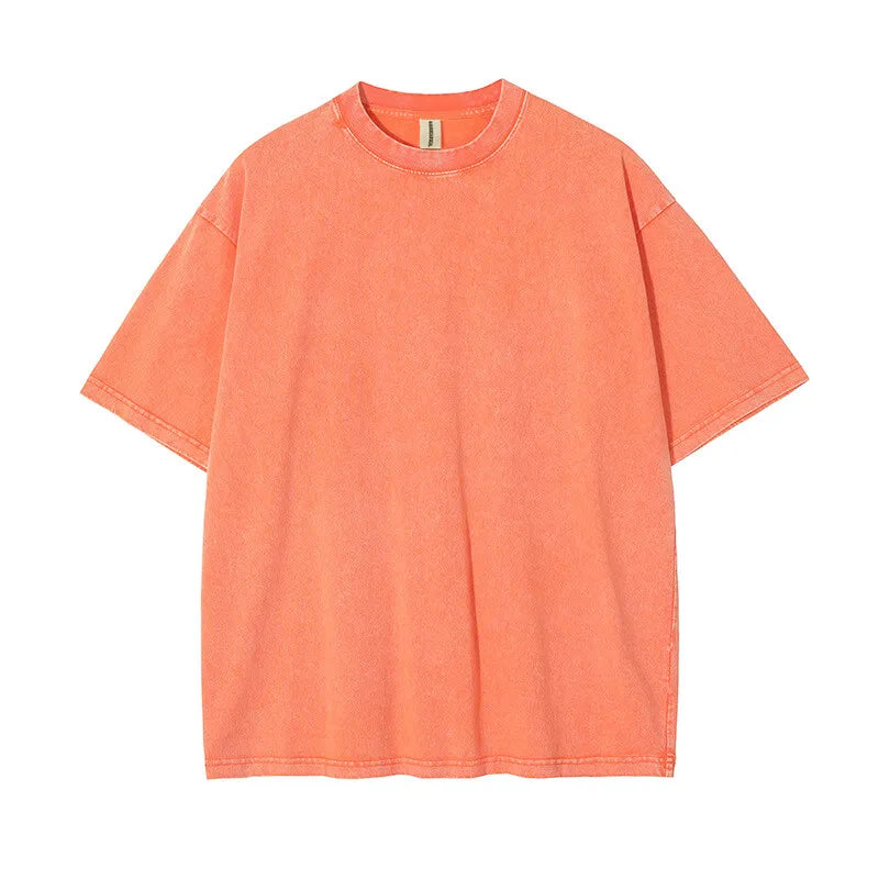 Rightdo Premium Acid Washed Vintage T Shirts 250GSM 100% Cotton Sun Faded T-Shirts Oversized in Blank Custom Printing Available