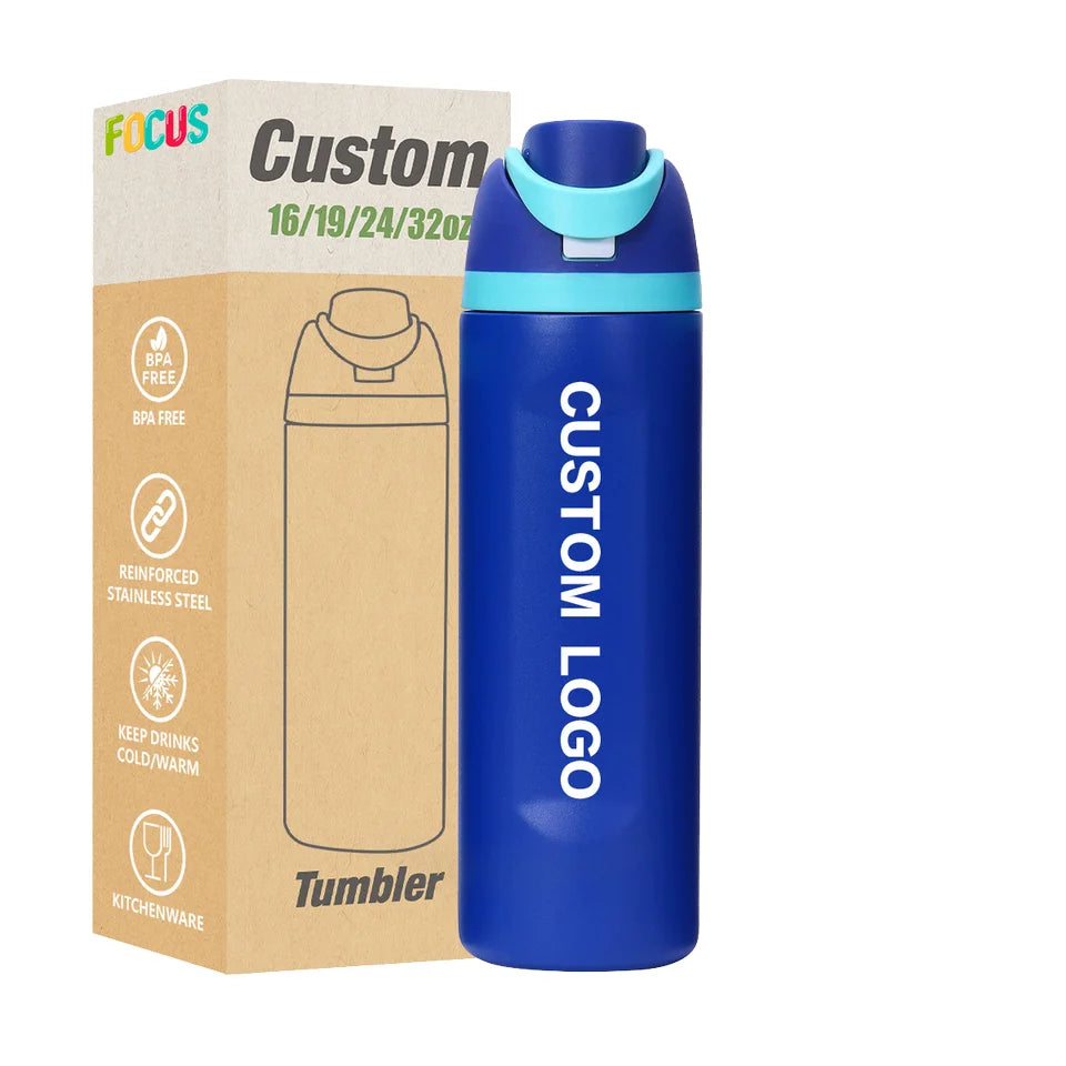 Wholesale Custom 16oz 19oz 24oz 32oz Water Bottle Portable Travel Mug Stylish Coffee Cup Thermos Bottle Purple Flip Wide Classic MegaBDM