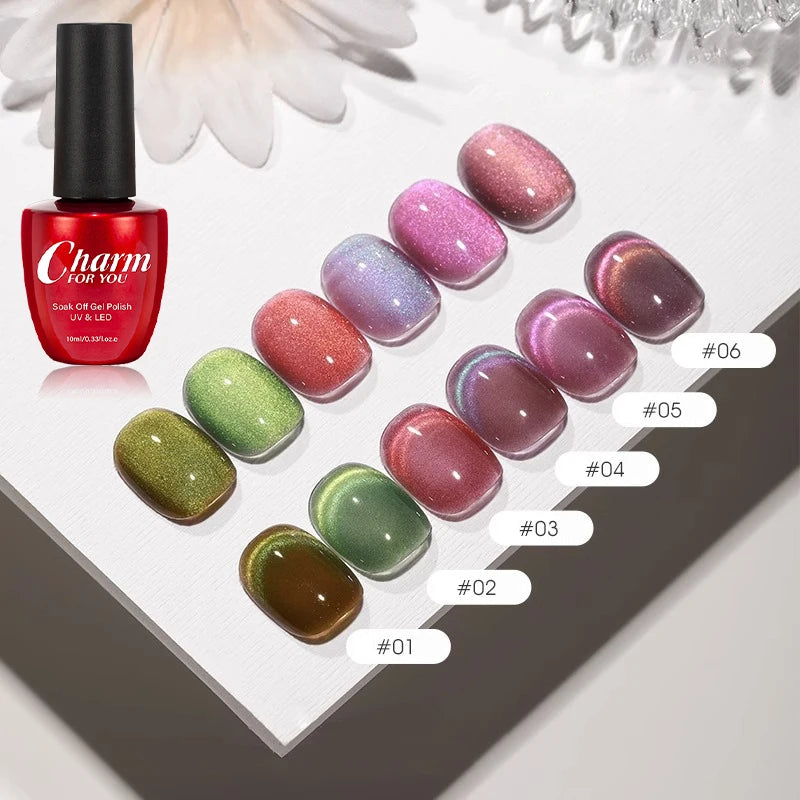 Charm for You 6 Color Rainbow Cat Eye UV Gel Nail Polish