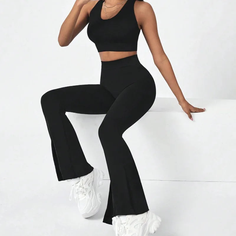 2026 Crossover Yoga Pants with Tummy Control High-Waisted Elastic Waist Wide Leg Print Breathable & Four-Way Stretch