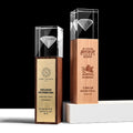Small Bridge Wholesale Customized Champion Beech Sapoli Wood Crystal Award New Design Premium Glass Crystal Wooden Trophy MegaBDM