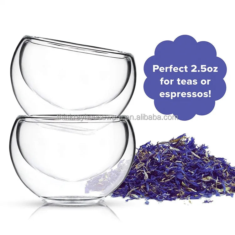Teapot Matching Set Double Wall Tea Cup 50ml Mini Capacity Double Wall Glass Tea Cup