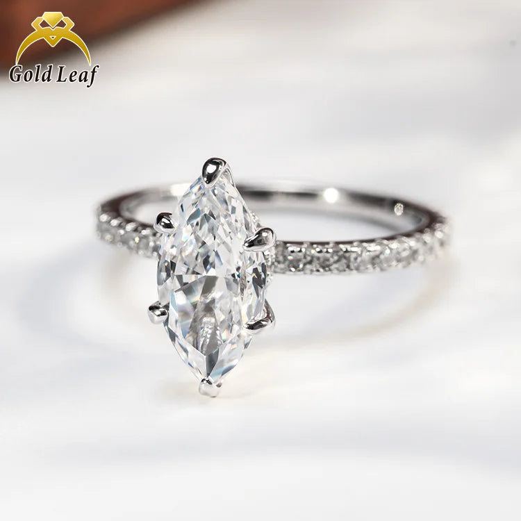 Goldleaf Wholesale Classic Style 925 Sterling Silver Wedding Engagement Ring Hot Sale Women's Fine Jewelry Gold Plated CZ Stones