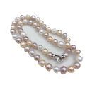 Simple Design 925 Sterling Silver 4A 7.5-8mm Round Shape Mixed Color Natural Freshwater Pearl Necklace Jewelry
