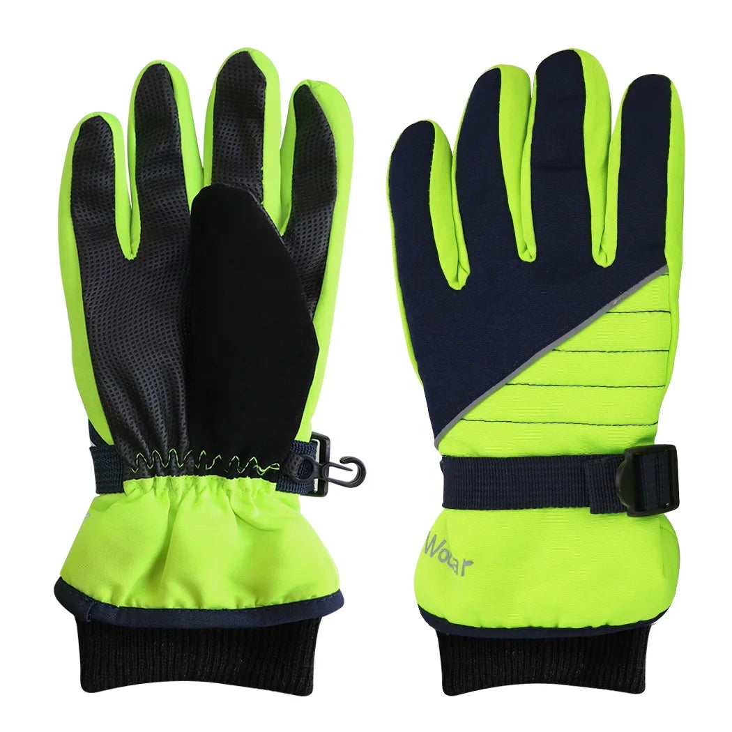 WD Kids Mitten Gloves Winter Waterproof Windproof Breathable Outdoor Travel & Beach Use Premium Warm Split Fingers Ski Gloves
