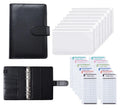 A6 Loose-leaf Leather Notebook 8 PVC Zipper Pockets Budget Performance Spiral Bound Money Bag Receipt Storage Bag