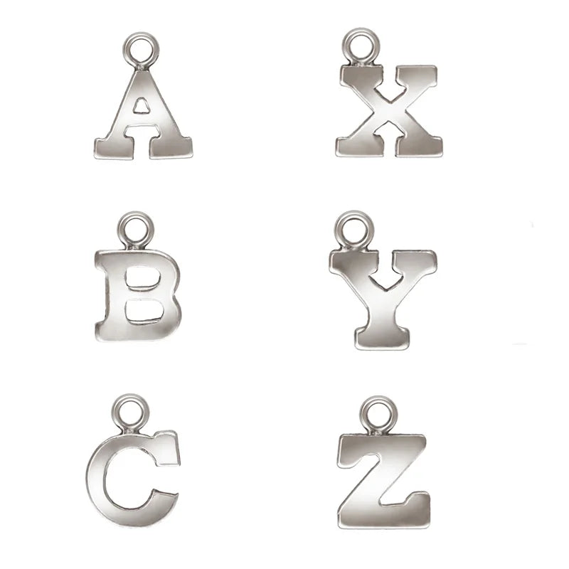 Fine Jewelry Gold Filled Block Letter Charms 925 Sterling Silver English Pendants