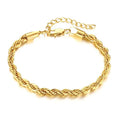 Custom PVD 18K Gold Plated Stainless Steel Jewelry 5MM Thick Woven Twisted Rope Chain Bracelet Women