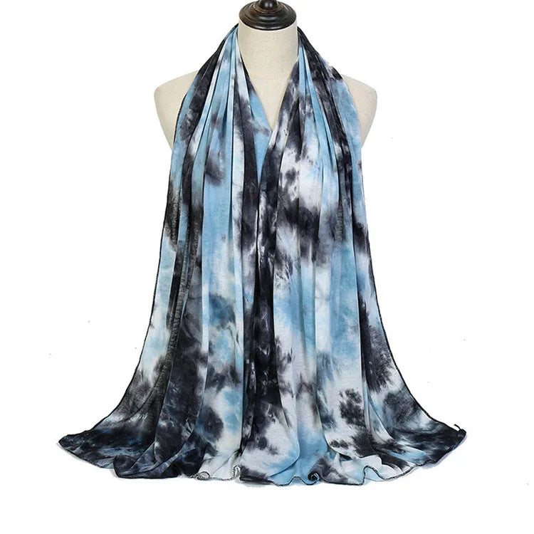New Style Latest Stylish Islamic Muslim Women Scarves Custom Modal Satin Tie Dye Stretch Hijab Scarf Breathable Four Season
