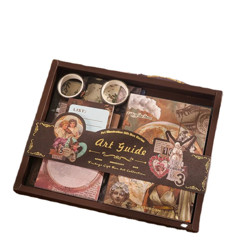 Vintage Loose Leaf Journal Gift Set 125 Pieces School Supplies for Elementary Students Reward Gifts Memo Pads