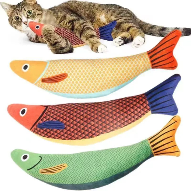 Salable Pet Plush Toy Squeaky Cat Chew Toy Fish  Catnip Cat Toy Fish