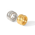 Tarnish Free Double Layer Ring Band 316 Stainless Steel PVD Gold Plated Waterproof Statement Women Ring