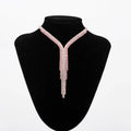Women's New Fashion Silver-Plated Y-Shape Charm Necklace Long Tassel Rhinestone Color Grading Claw Setting Engagement Gift