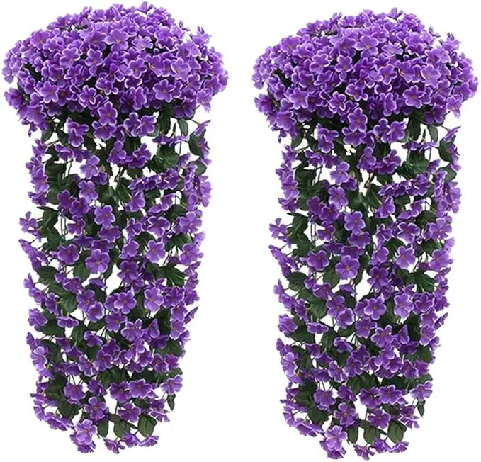 Lifelike Faux Wisteria Vine Artificial Hanging Basket Flowers for Christmas and Valentine's Day Decor Purple Ivy Garland MegaBDM