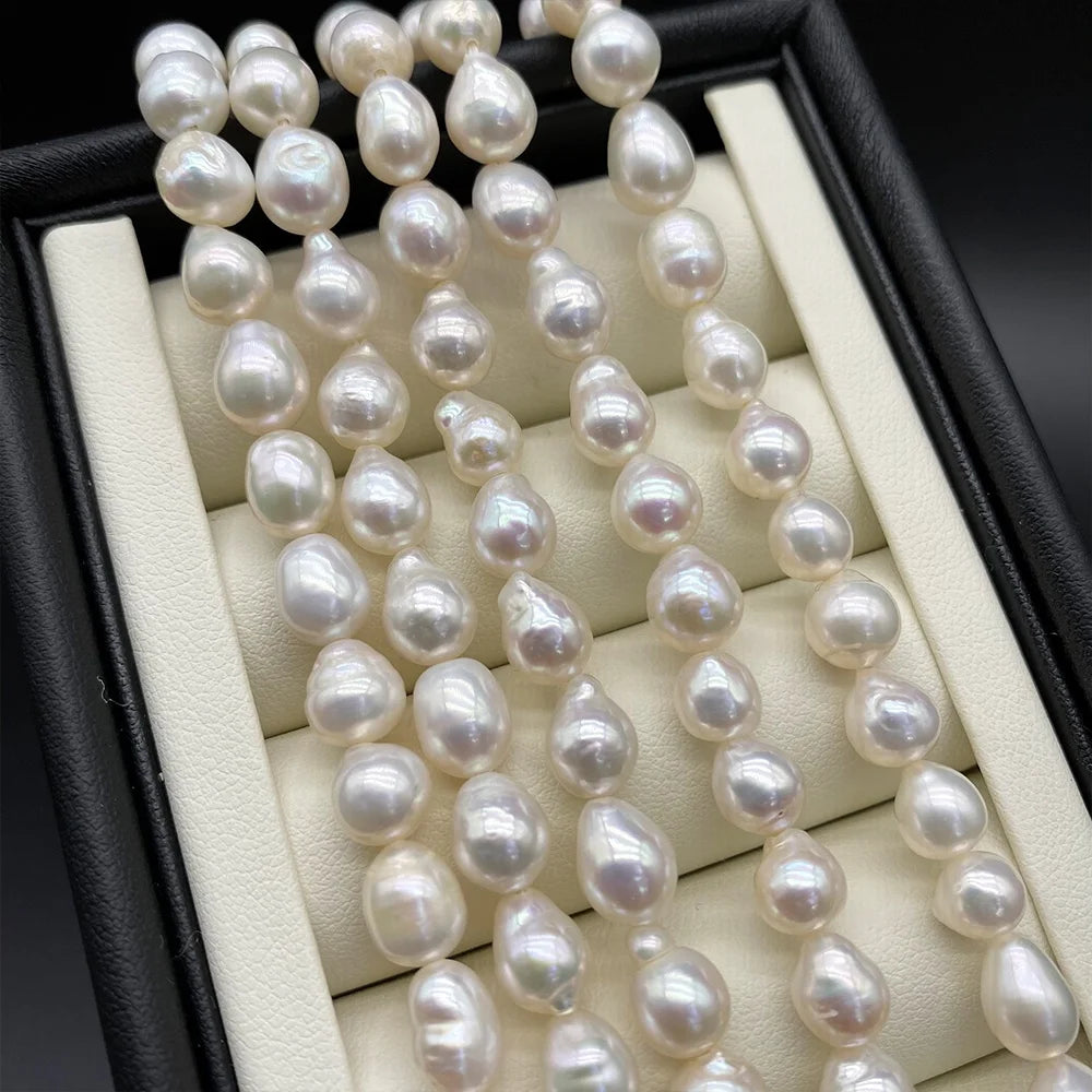 High Luster 6-7mm Pearl Necklace Water Drop Shape 16 Inches Freshwater Cultured Pearl Strand Necklace Chain Jewelry