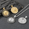 Hot Selling Hiphop Jewelry 18k Gold Plated Stainless Steel Lion Head CZ Round Pendant Religious Gifts Necklace Accessories