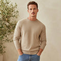 Licheng Men's Lightweight Cotton-Linen Crewneck Sweater Breathable Summer Knitwear