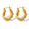 2023 New Convex U Shape Imitation Pearl Zircon Earrings