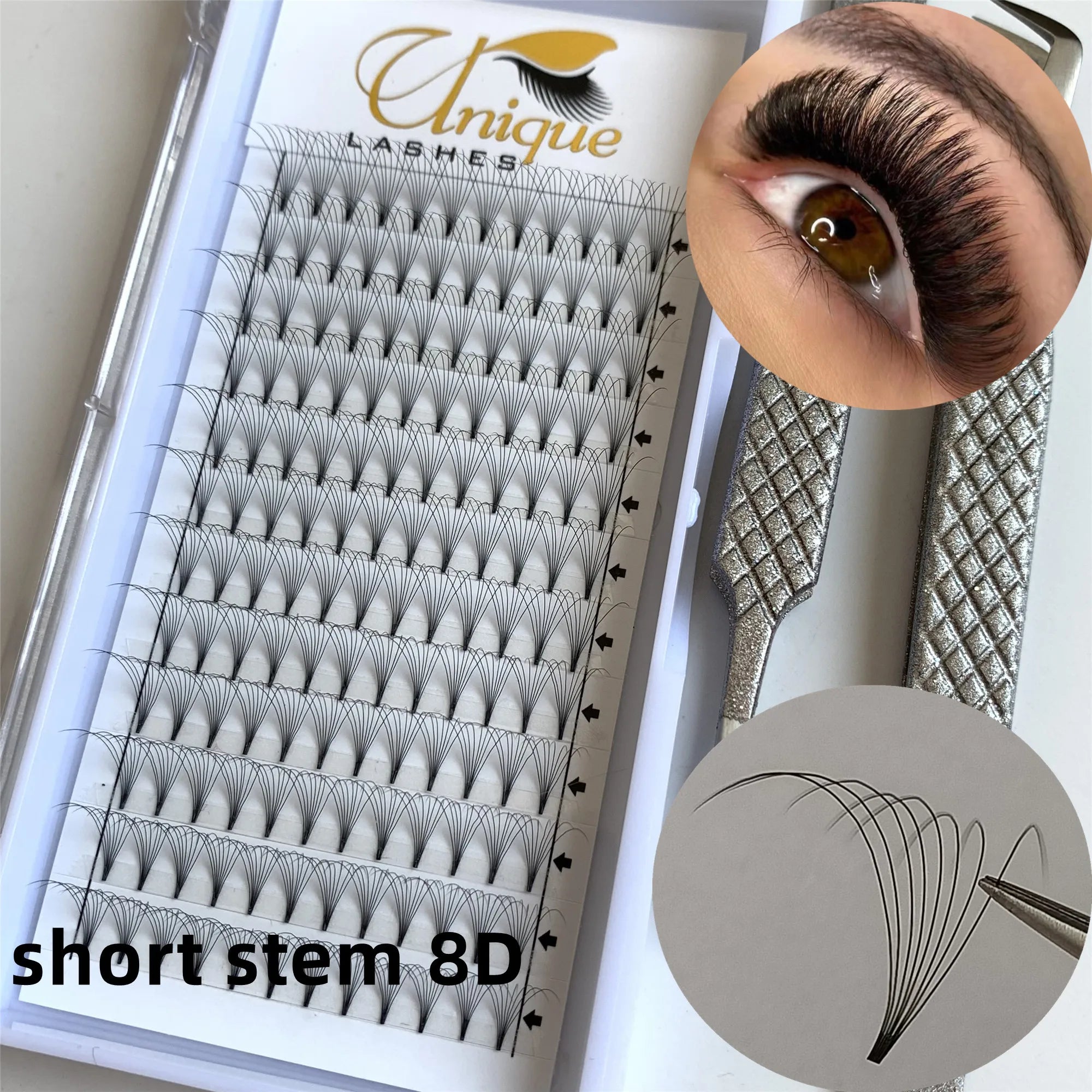 Hot Sale Premade Fans Handmade 6d 7d 8d 9d 10d 0.05 d Curl Lashes Small Tray 144 Fans Eyelashes