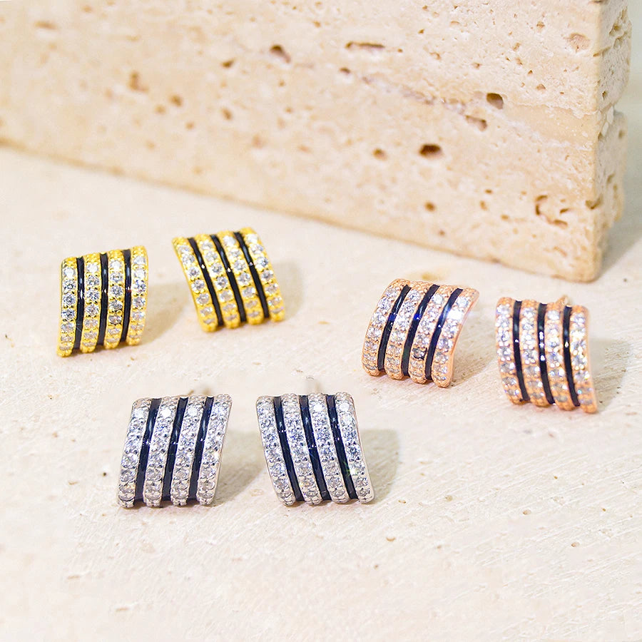 Trendy Earrings 925 Sterling Silver Enamel Fashion Earrings Studs Women Earring Gold Plated Jewelry Custom