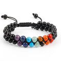 Gemstone 7 Chakra Beads Woven Bracelets Healing Black Tourmaline Reiki Energy Classic Wedding Gift Adjustable Unisex Yoga