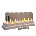 New Rechargeable Set of 12 Available Warm White Flickering Electric Flameless LED Tea Light Candles with Remote Control for Home